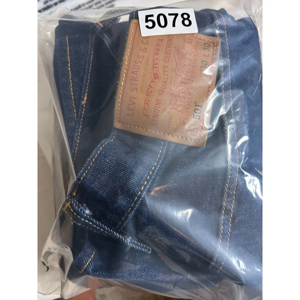 Levi's 501 Selvedge Straight Leg Jeans Mens 30x30 Navy Blue Button Fly (28x28)
